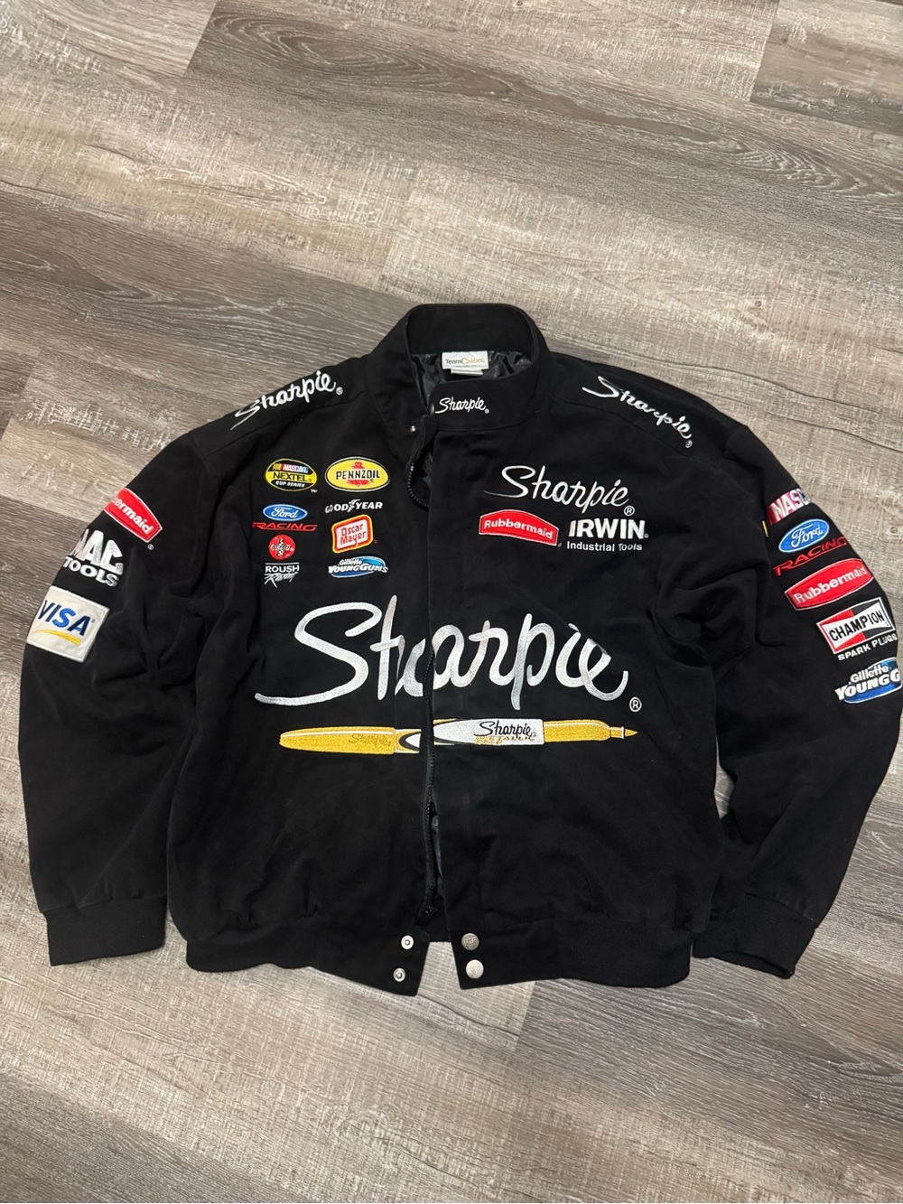 Sharpie Black Racing Logo Jacket - Branded Patchwork Coat